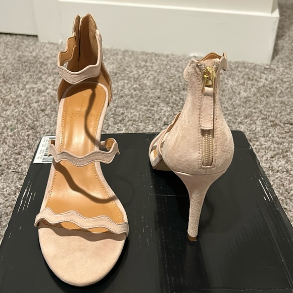 J Crew Three-Strap Scallop Suede Heels - Picture 4 of 12